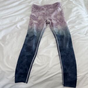 Athleta Girls Ombre Tie-Dye Leggings in Lavender and Navy